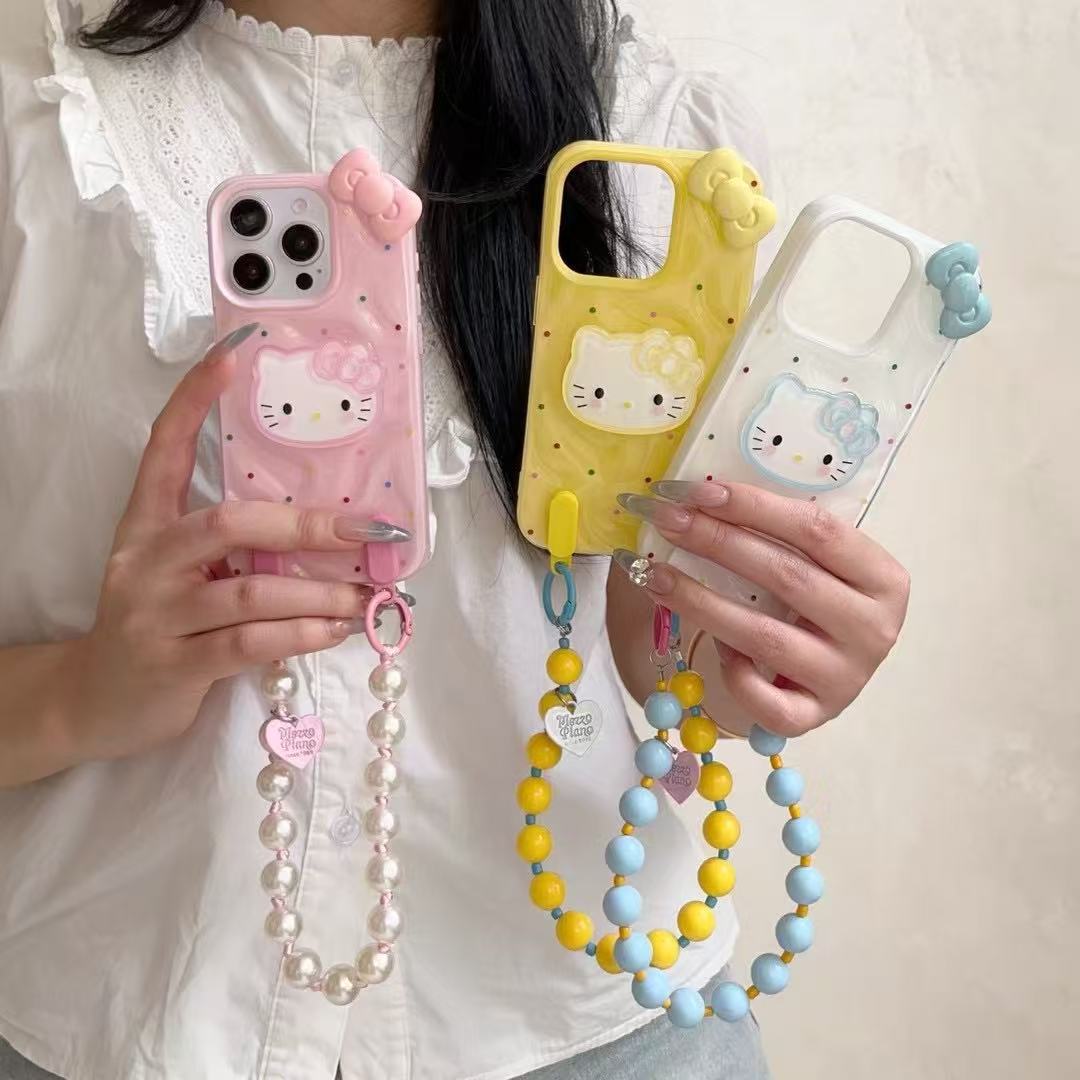 Color dopamina bowknot KT cat apple 16ProMax funda para teléfono móvil 15Pro nuevo 14/13 femenino 15