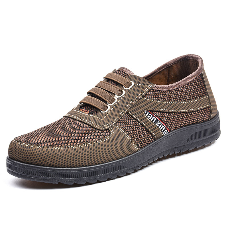 Zapatos de hombre modelo primavera 2026, exportación, suela blanda, estilo papá, informales, transpirables, de tela estilo Pekín antiguo para hombre