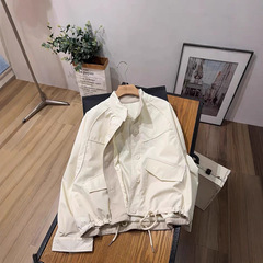 时尚秋季纯色立领外套女C新款简约大方小众设计宽松洋气减龄上衣