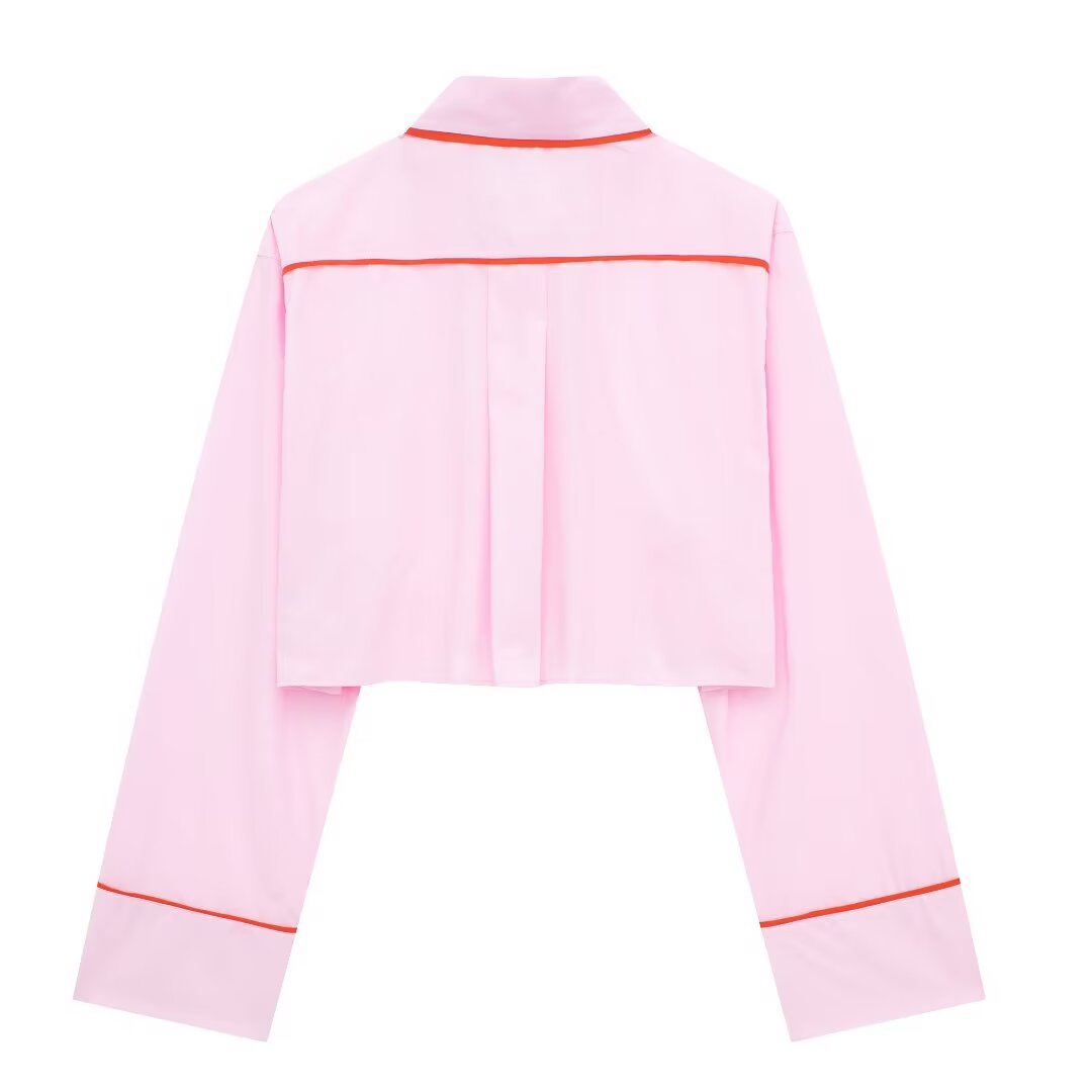 Maßgeschneidertes Popeline-Hemd für Damen im Sommer 2024 mit dekorativem Nachtwäsche-Set_voghion.com