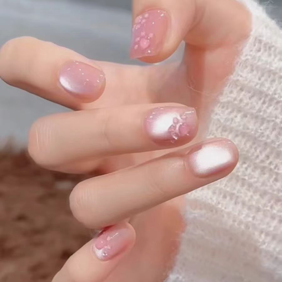 30 piezas de ojo de gato usar uñas lindas patas de gato estereoscópicas cortas parches de uñas blanqueadoras usar uñas sensación de alta calidad verano