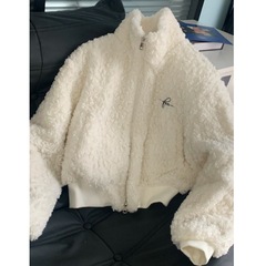 白色摇粒绒羊羔毛外套女初秋加绒加厚秋季短款毛毛绒早秋保暖穿搭