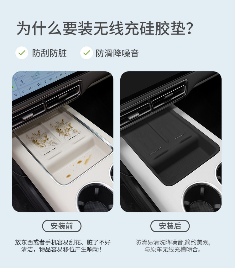 Suitable for ideal MEGA central control wireless charging silicone anti-slip pad car protection car interior products modification