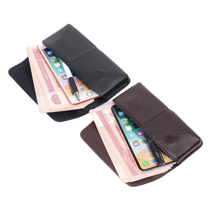 Men's ultra-thin mobile phone bag leather belt mobile phone waist bag 5/5.5/6 inch mobile phone case cowhide mini hanging bag