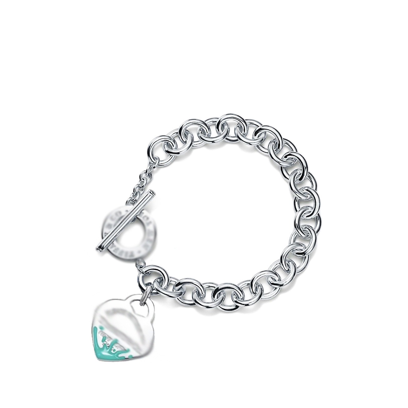 실버 TO 블루 스플래시 잉크 하트 모양 팔찌
