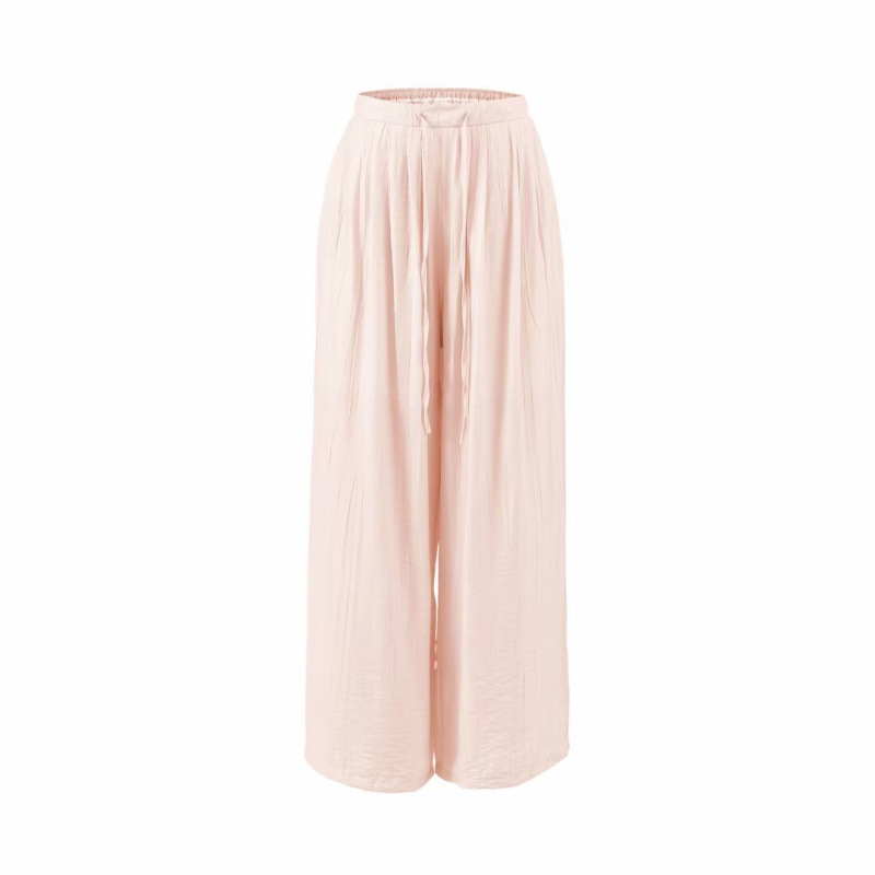 Cool-touch textured ruched drawstring wide-leg pants, high-waisted, slimming, hip-covering, suitable for students, home and outdoor wear, loose-fitting, drapey, hot-selling long pants for women Cool-touch textured ruched drawstring wide-leg pants, high-waisted, slimming, hip-covering, suitable for students, home and outdoor wear, loose-fitting, drapey, hot-selling long pants for women