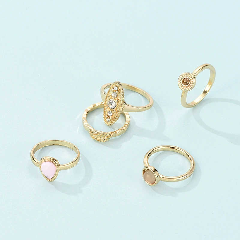 Fashionable retro metal golden water ancient style, wedding ring, set, European style, new collection