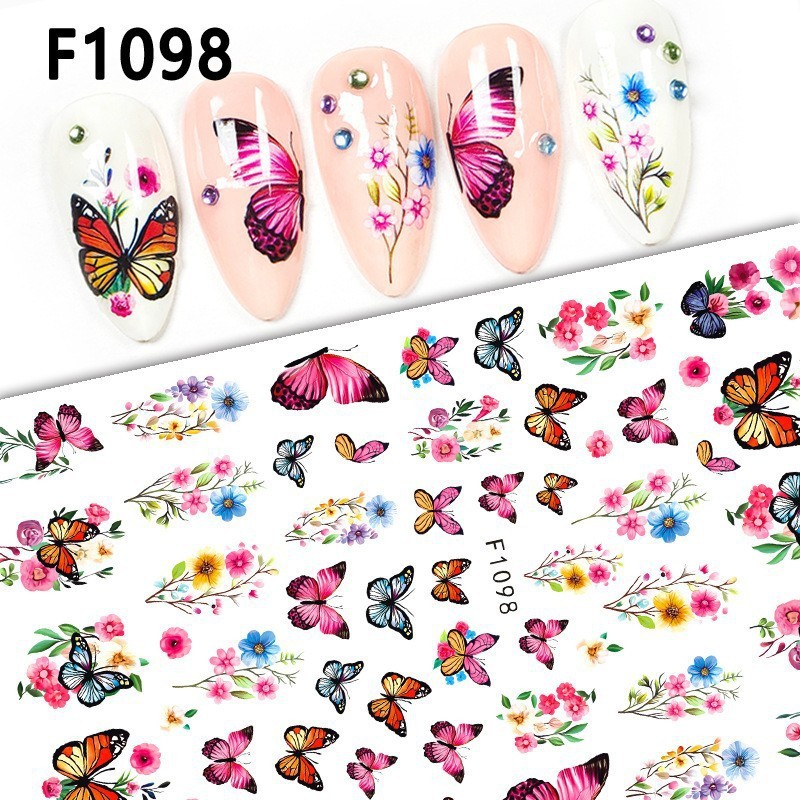 Nuevos productos de primavera de color mariposa pegatinas de manicuras de comercio electrónico transfronterizo pegatinas de manicuras mariposa WG1300-1311
