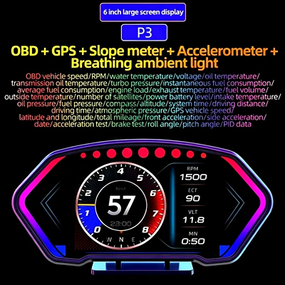 Touchscreen Car HUD Head-Up Display Vehicle HUD - p3-lcd-screen-obdgpsslope-meter