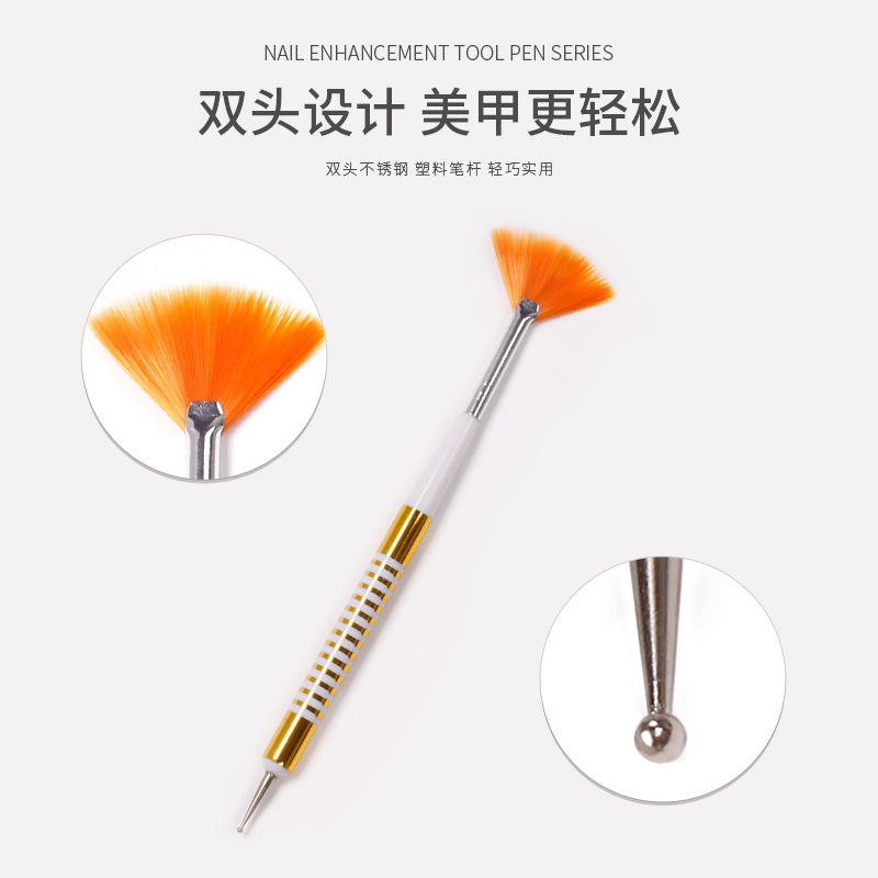 Juego de bolígrafos de herramientas de uñas de estilo japonés, bolígrafo de abalorios, bolígrafo de hilo de fototerapia de doble cabezal, aguja de flores de punto, 5 paquetes para salón de uñas