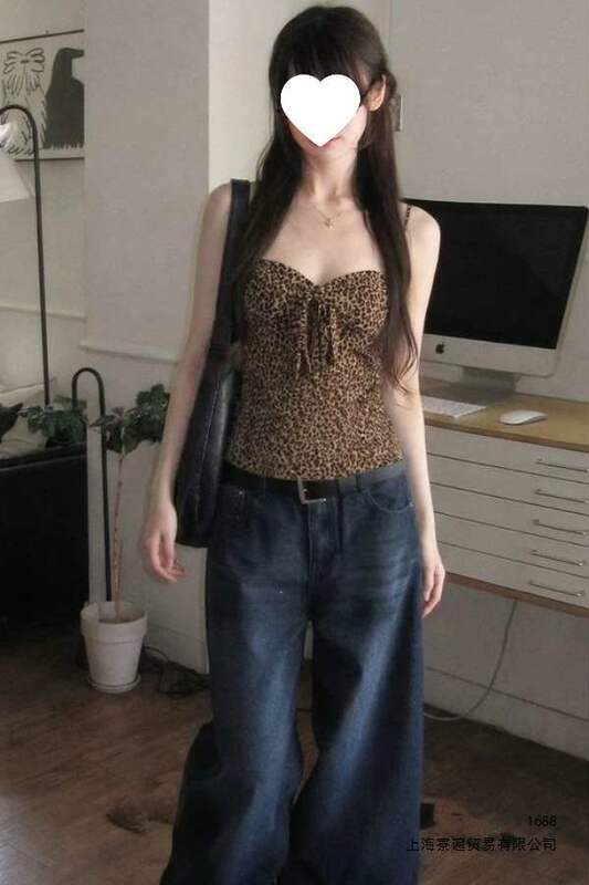 Hot Girl Leopard Print Short Slim-Fit Camisole Women's Pure Desire Sexy Bow Design Sleeveless Top 2026 New Style Hot Girl Leopard Print Short Slim-Fit Camisole Women's Pure Desire Sexy Bow Design Sleeveless Top 2026 New Style