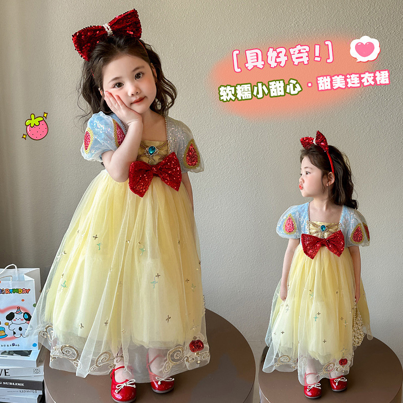 Girls' Dress, New Summer Style, Baby Girl's Snow White Dress, Stylish Children's Birthday Disney Dress Girls' Dress, New Summer Style, Baby Girl's Snow White Dress, Stylish Children's Birthday Disney Dress