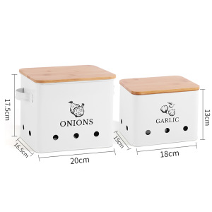 Juego de recipientes metálicos para almacenar patatas y cebollas, los más vendidos de Amazon, con tapa de bambú, material grueso, gran capacidad, duradero, calidad de exportación.