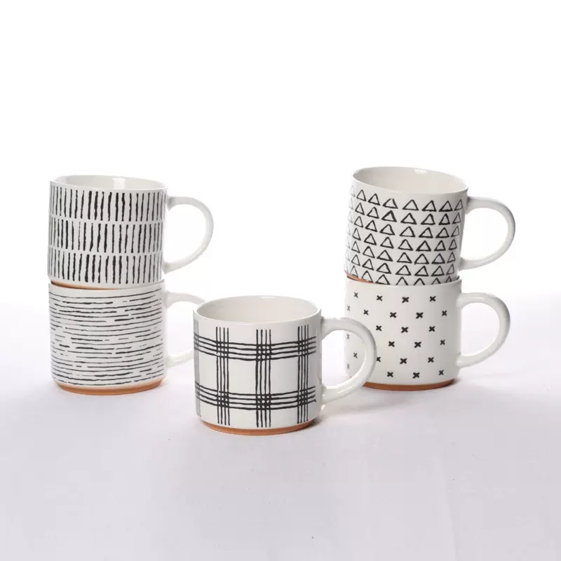 简约几何叠叠杯外贸跨境套装马克杯高颜值咖啡杯家用杯子陶瓷