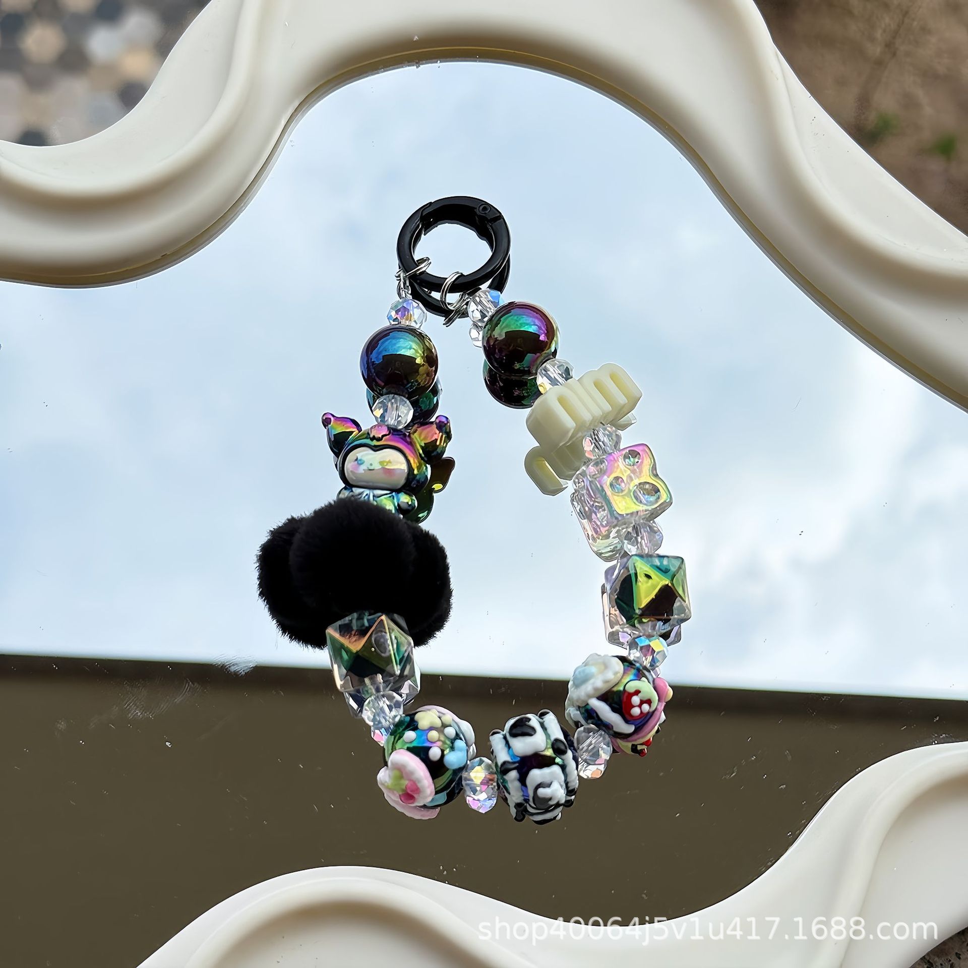 블랙 체인(랜덤 핸드페인팅 비즈)