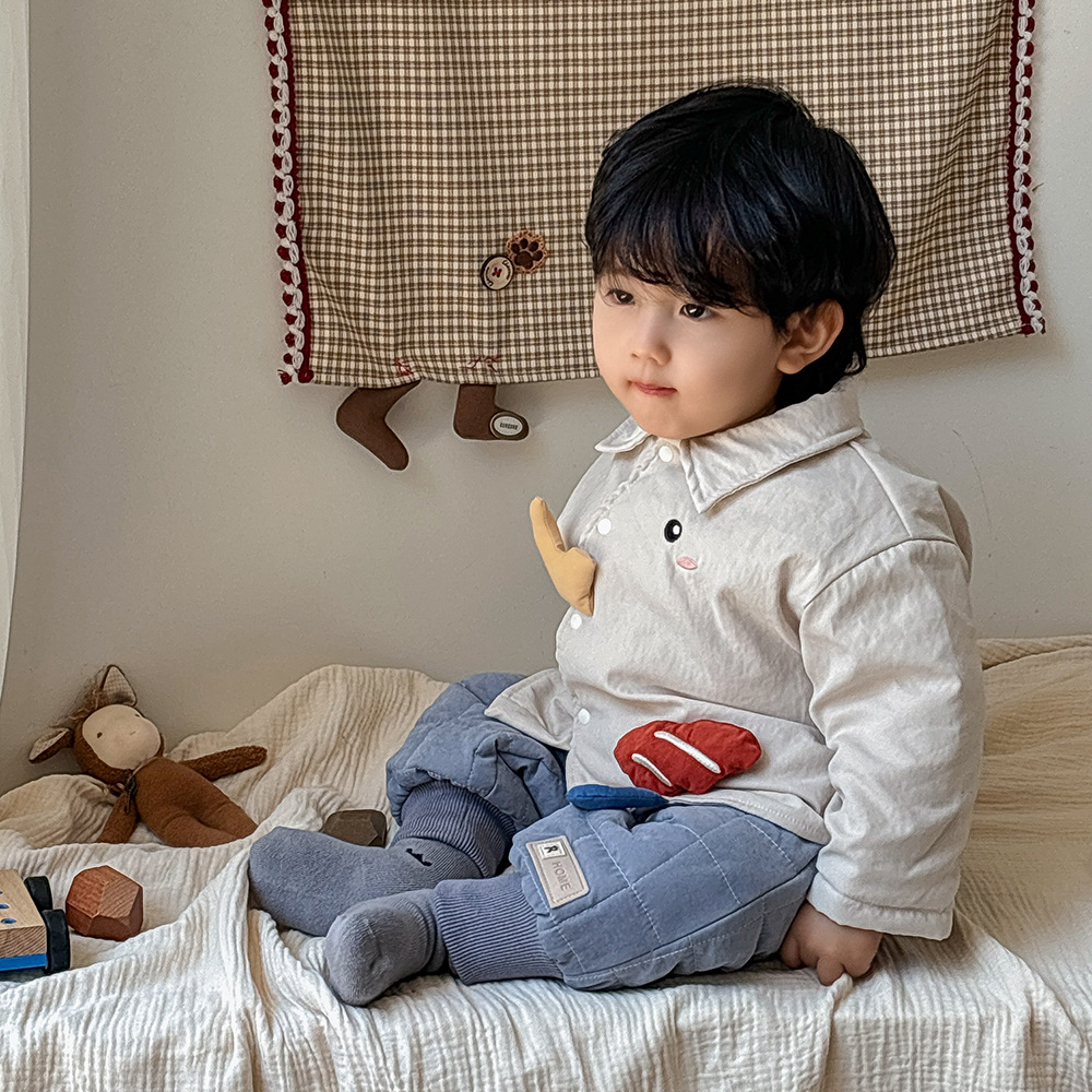 Traje de otoño e invierno para bebés, abrigo grueso y cálido, ropa de invierno acolchada, lindo y súper lindo, ropa de salida para bebés de 1 a 3 años
