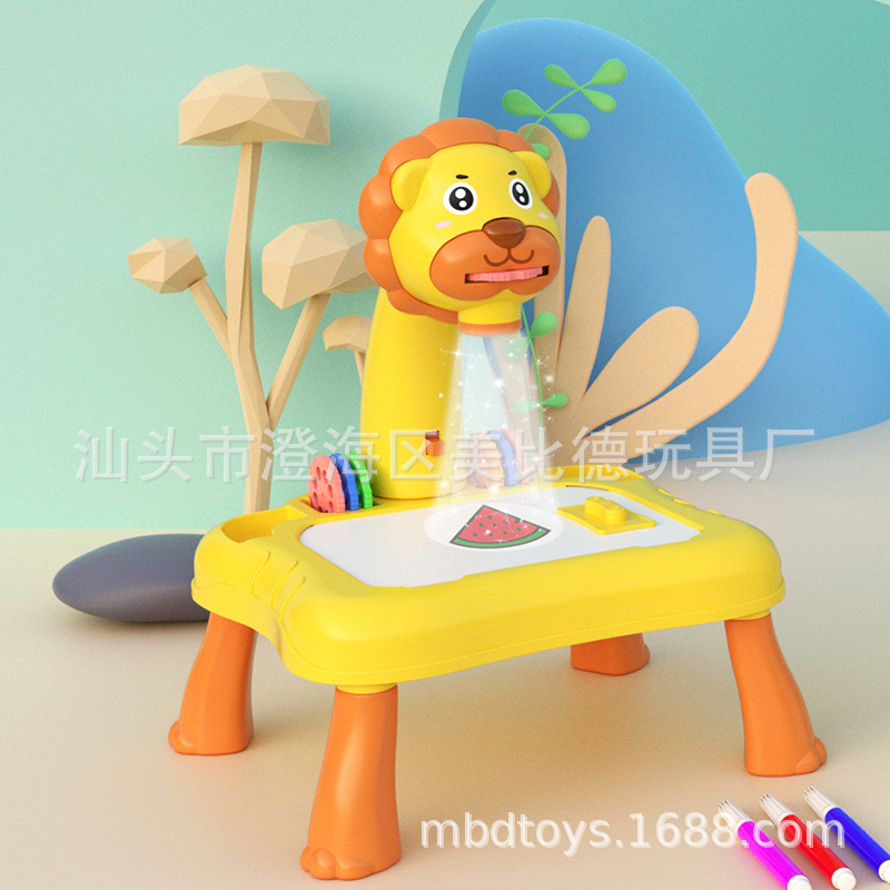 Cross-border projection drawing table drawing board learning table cartoon lion graffiti children's enlightenment educational toys wholesale