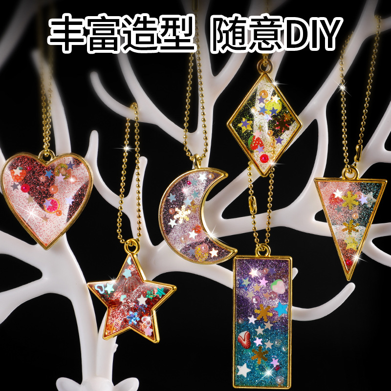 Accesorios de epoxi de cristal de bricolaje hechos a mano para niños, paquete de material, pintura de pegamento sin hornear, mochila, accesorios colgantes, juguetes de juego