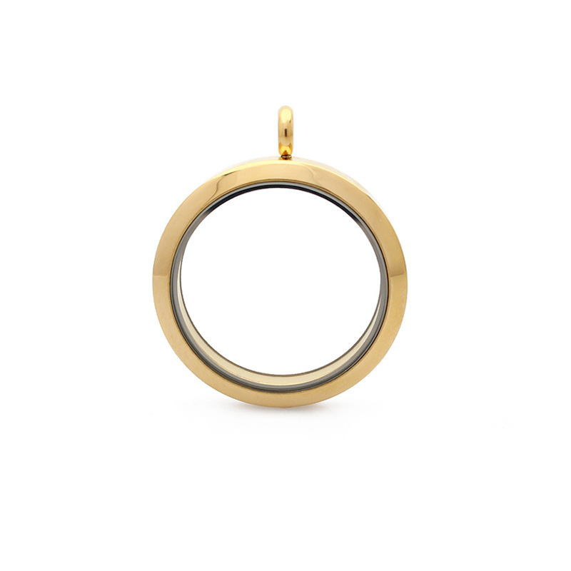 Gawu caja de acero inoxidable redonda de cristal caja de la foto cinabrio COLLAR COLGANTE hombres y mujeres Universal de múltiples tamaños disponibles