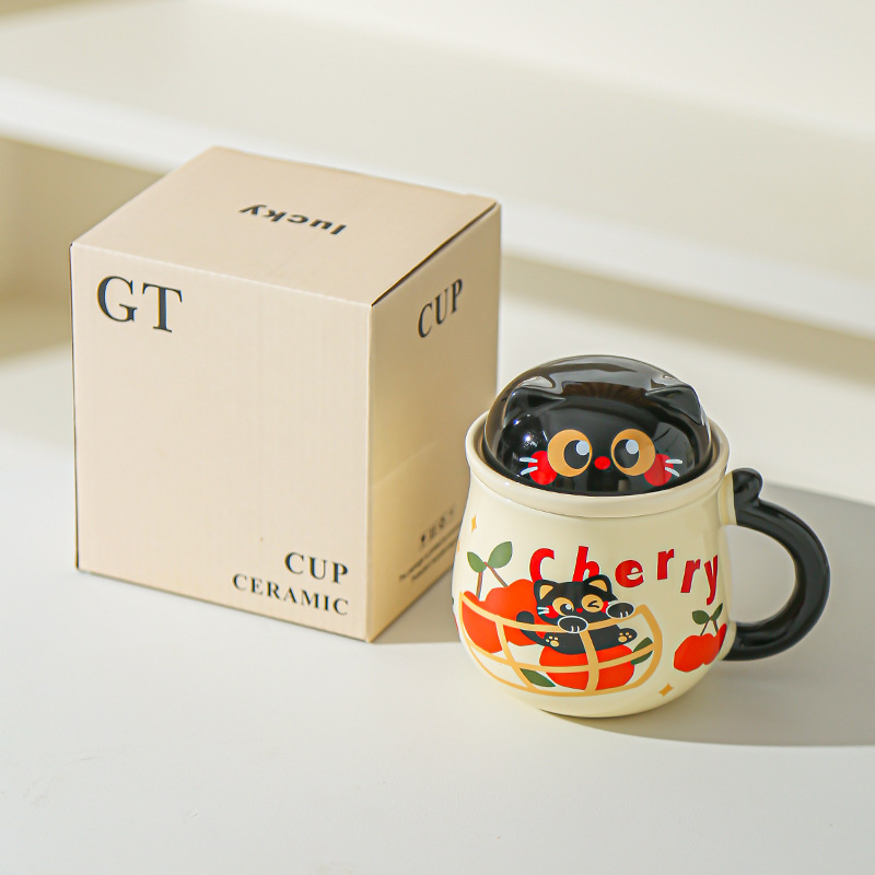 Fruta creativa gatos con tazas de fugas de té encantadoras caricaturas de alto valor de la cara de la taza de desayuno de leche doméstica taza de agua de oficina