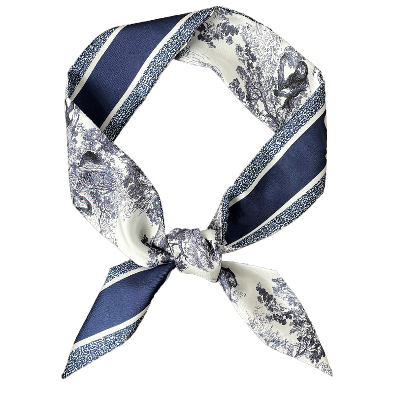 Long Silk Scarf For Women, Narrow Mulberry Silk Ribbon For Bag Tie, Hair Tie, Vintage Neck Scarf - Thumbnail 5