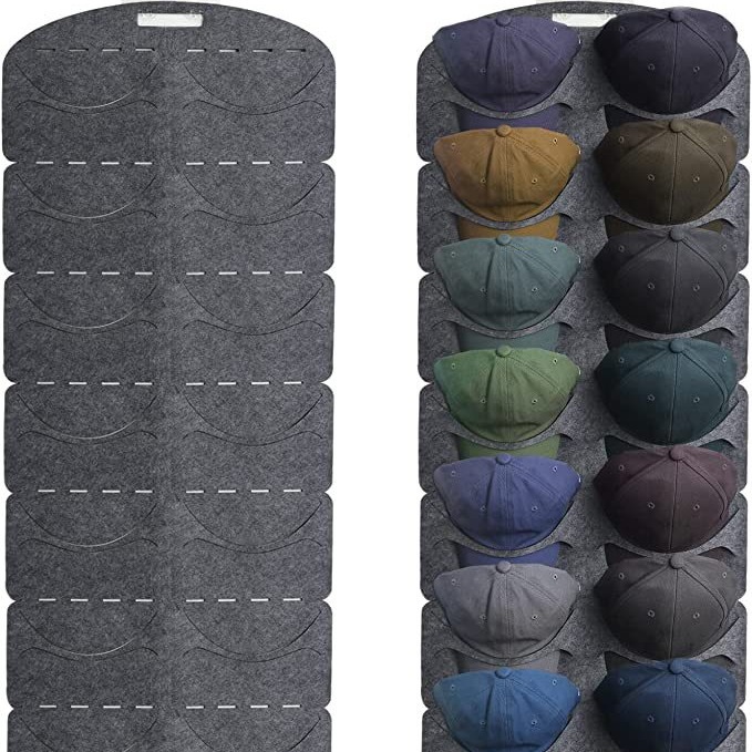 Amazon nuevo fieltro 7 14 rejilla de la pared trasera sombrero de béisbol de almacenamiento colgante bolsa de almacenamiento de tapa enarbolada organizador bolsa