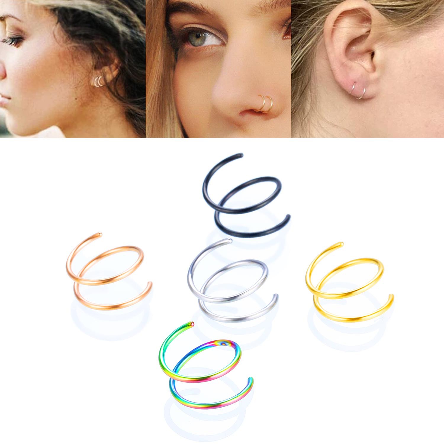 Simple Style Solid Color Stainless Steel Plating Nose Ring display picture 1