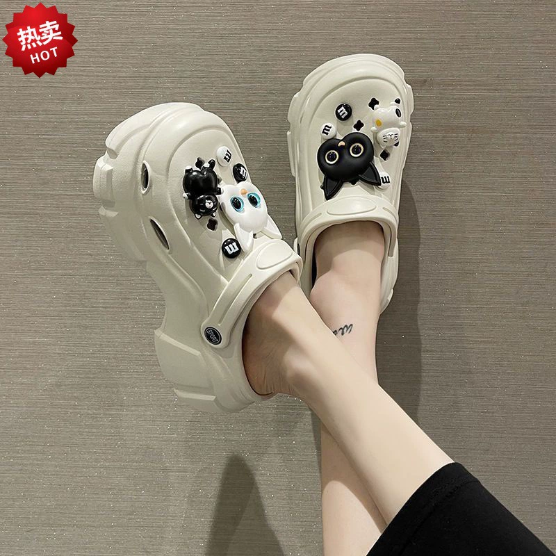 Девушка сердце мультфильм милые DIY пещерные туфли 2024 новые нескользкие сандалии женские летние туфли на пляже