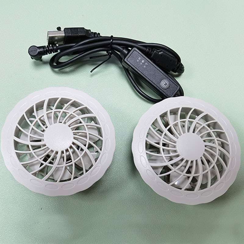 Un par de ventiladores pequeños (gris con control de cable)