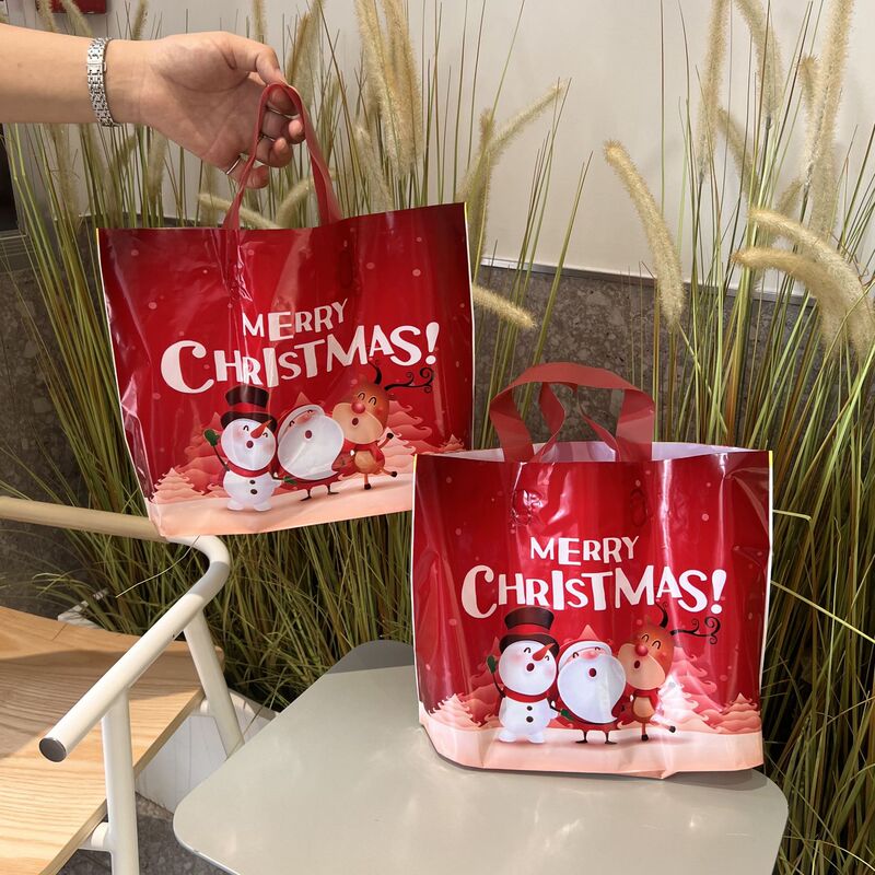 クリスマス祝日プレゼント包装手提げ袋プレゼントプラスチック包装ショッピングお祝いクリスマスイブお土産赤|undefined