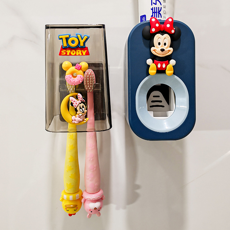 Niños creativo pasta de dientes exprimidor lindo cepillo de dientes taza de almacenamiento rack ponche libre perezoso pasta de dientes traje de lavado