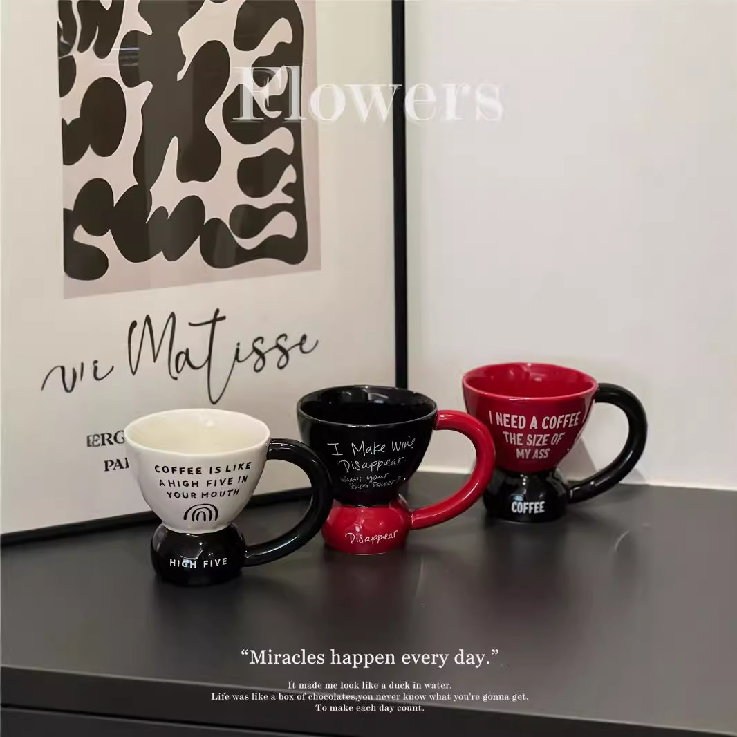 Retro tazas de alto pie en nicho de diseño de cerámica de color grueso taza de café casera regalo