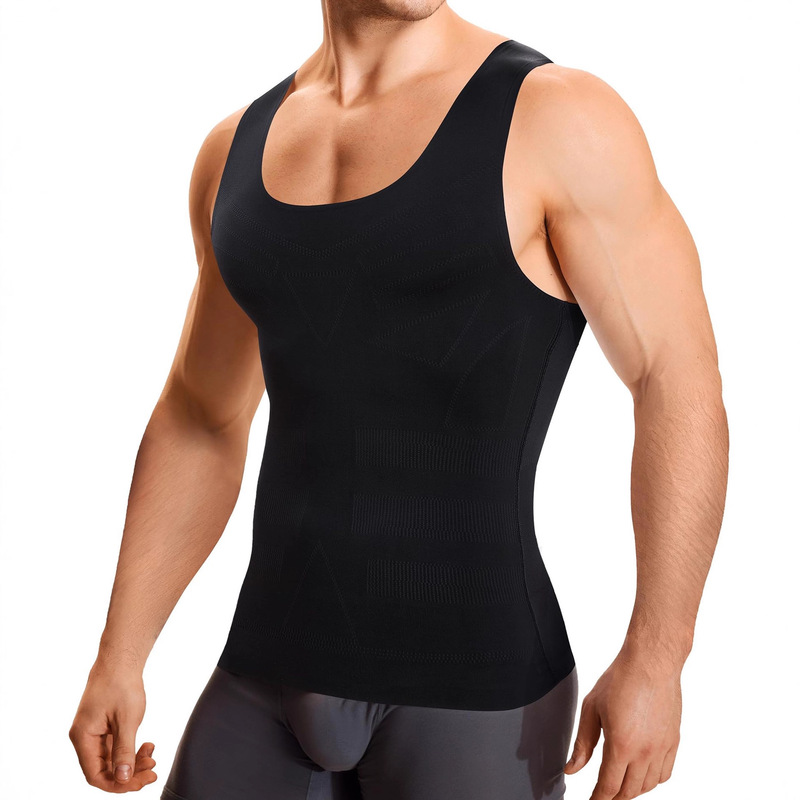 Cross-Border Hot-Selling Men's Body Shaping Tops, Sports Fitness Tight Vests, Tummy Slimming and Shaping Seamless Compression Shirts Cross-Border Hot-Selling Men's Body Shaping Tops, Sports Fitness Tight Vests, Tummy Slimming and Shaping Seamless Compression Shirts