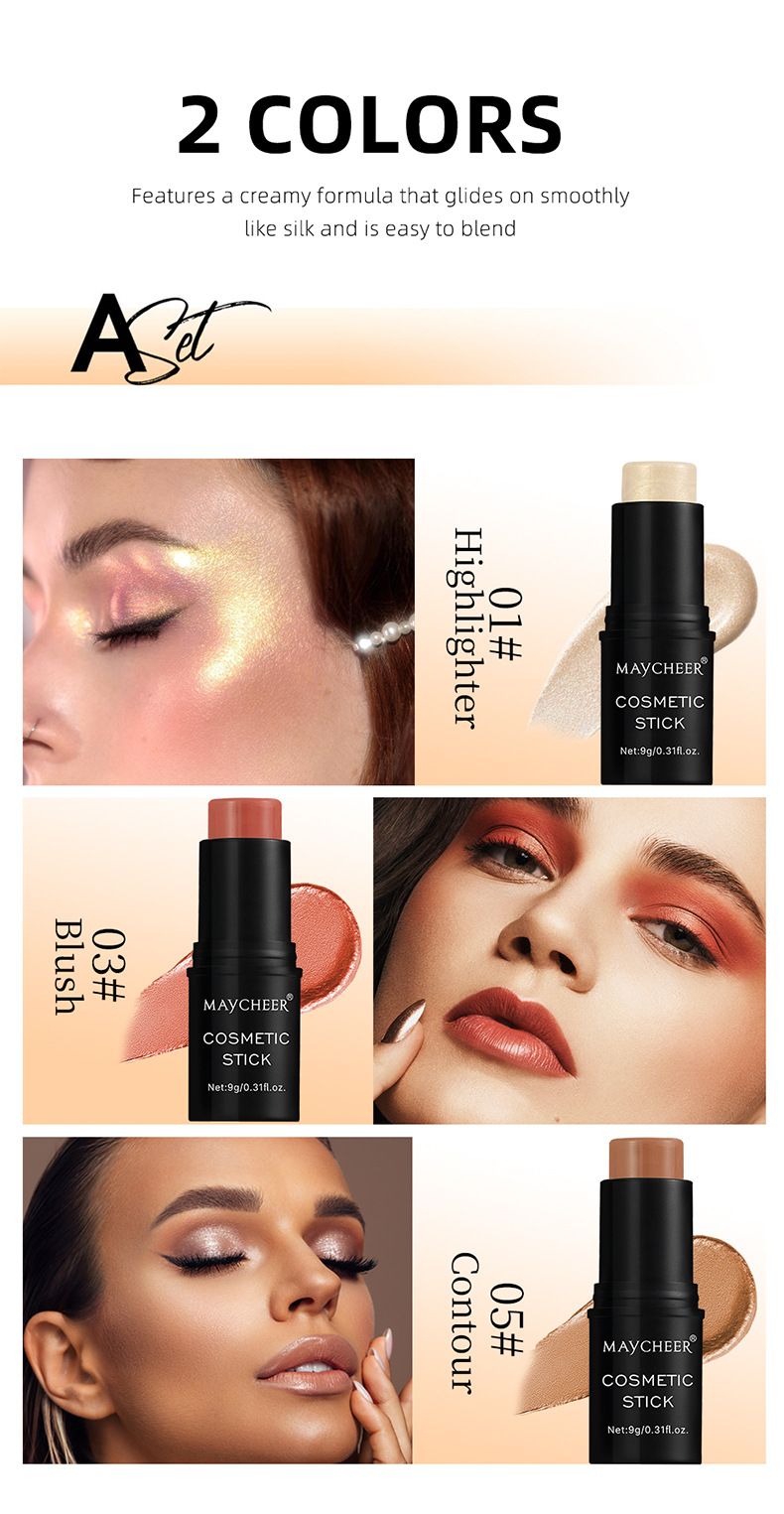 Cross-border trade MAYCHEER Contouring Sticks Three-piece set, facial three-dimensional highlights, shadow blush, and shadow brightening undefined
