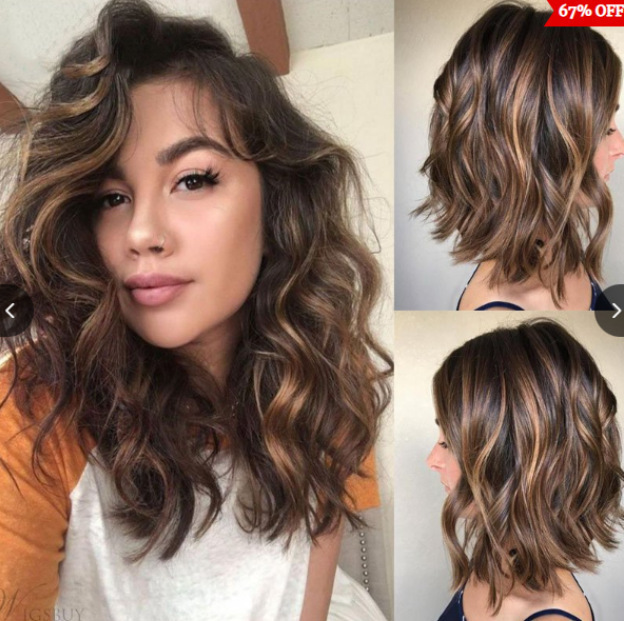 European and American Wigs Aliexpress Hot-Selling Popular Women's Long Hair Brown Gradient Fiber High-Temperature Silk Headgear Wig Headgear