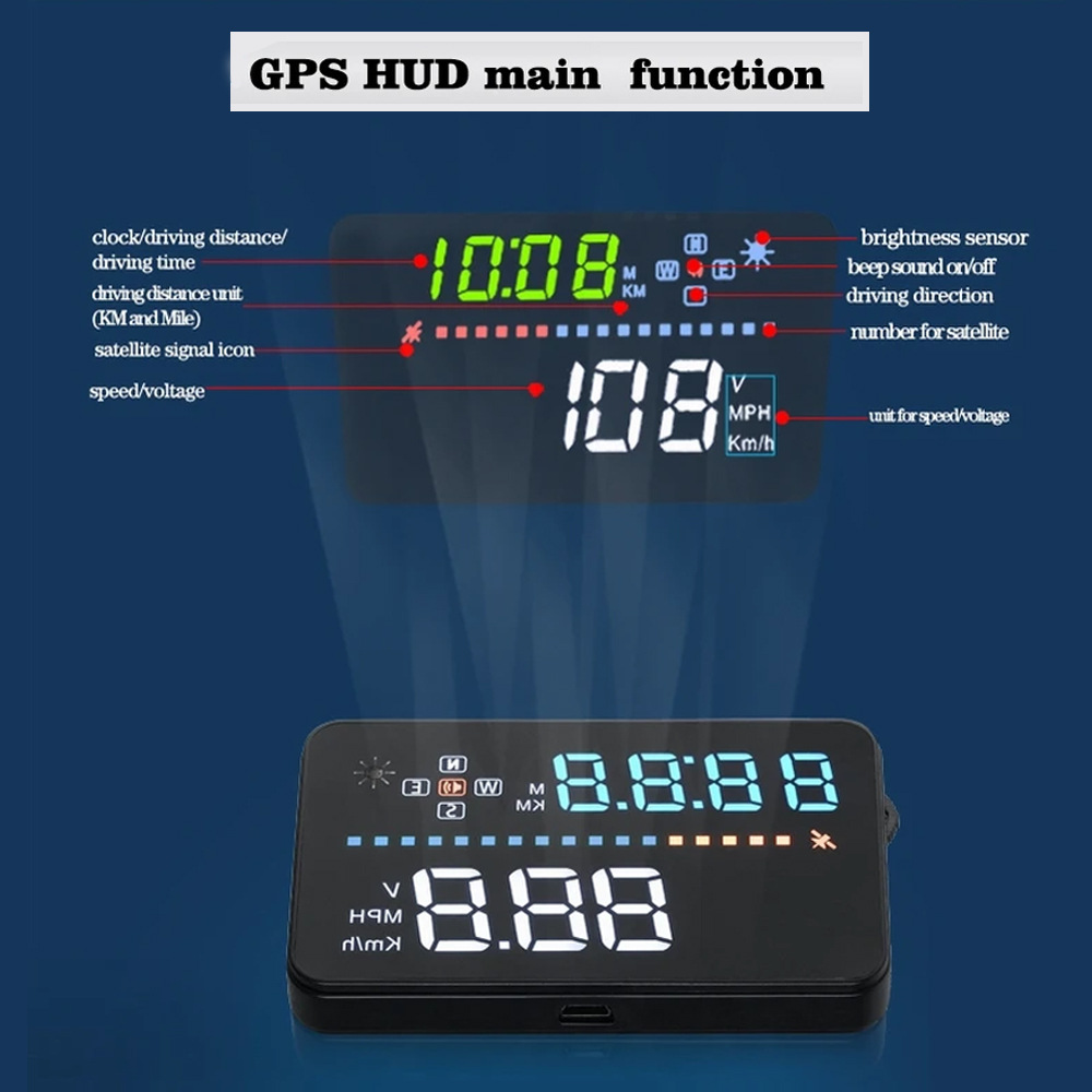 A3 3.5inch Car Hud Head-Up Display Projector Gps Speedometer Obd2 Car Speed Warning