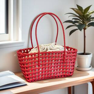 Beach design basket, woven one-shoulder bag, South Korea