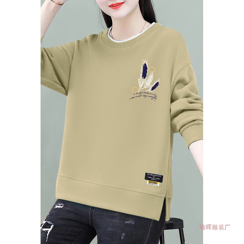 Women's Sweatshirt, New Spring and Autumn Style, Loose Fit, Plus Size, Korean Style, Faux Two-Piece, Long-Sleeve Base Shirt for Middle-Aged and Elderly Mothers Women's Sweatshirt, New Spring and Autumn Style, Loose Fit, Plus Size, Korean Style, Faux Two-Piece, Long-Sleeve Base Shirt for Middle-Aged and Elderly Mothers