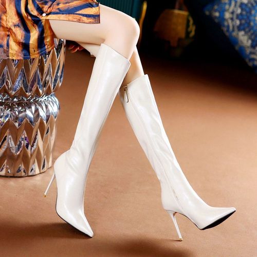 Over-the-knee pure desire pointed toe fashion boots, thin heel fairy style, stylish and versatile over-the-knee boots