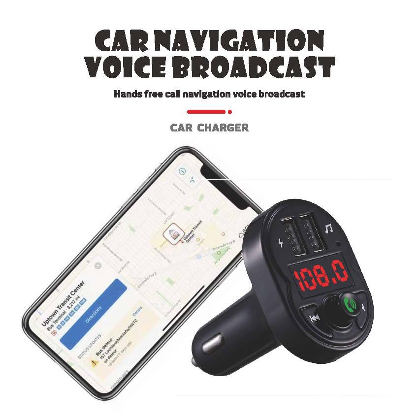 Southeast Asia Cross-Border Independent Station Manufacturer Supply Wireless Car Bluetooth Adapter Hands-Free Call U Disk/Tf Card Broadcast