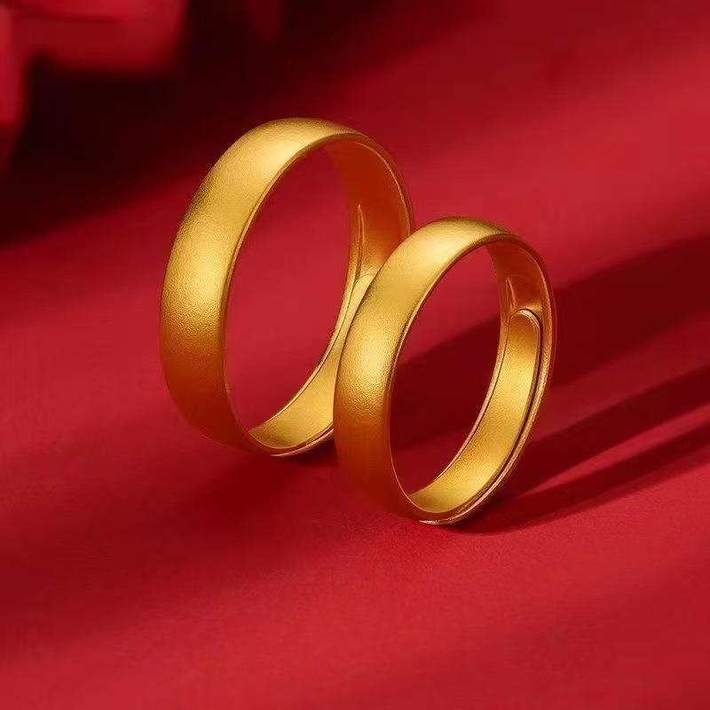 Cross-Border Hot-Selling Vietnamese Sand Gold Color Traditional Elegant Round Ring, Open Surface Ring, Popular on Social Media Live Streaming