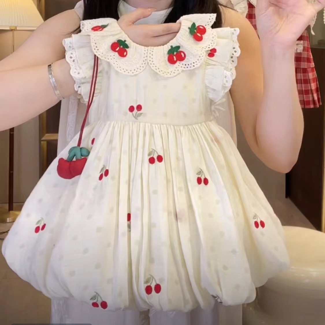 Vestido dulce de siete niñas con limón salado, verano 2025, nuevo estilo, niña, bebé, estilo occidental, falda de cereza fresca pequeña