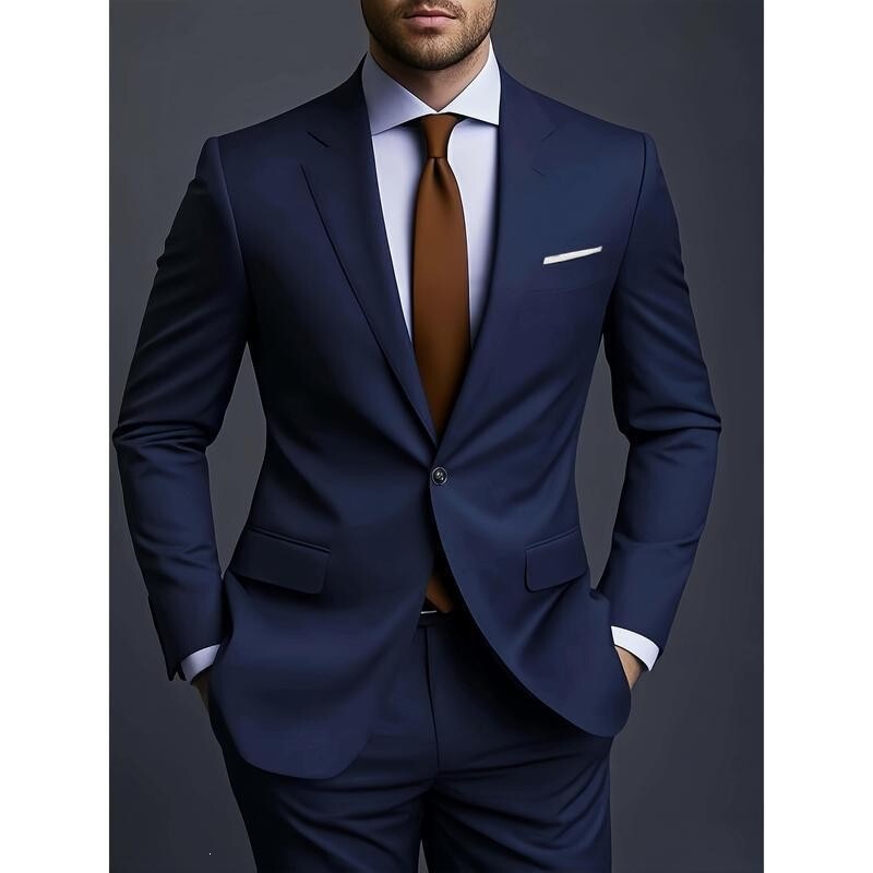 New Fashion Slim-Fit Men's Suit Two-Piece Set for Young Men, Business Casual Suit Set, Formal Wear New Fashion Slim-Fit Men's Suit Two-Piece Set for Young Men, Business Casual Suit Set, Formal Wear