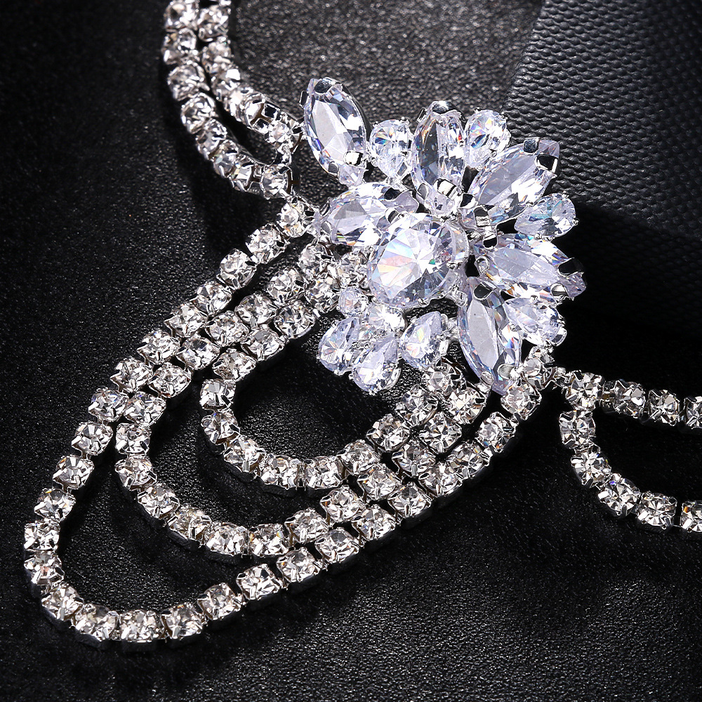 Tocado de novia exagerado europeo y americano, diadema de diamantes de imitación con flecos, sentido avanzado