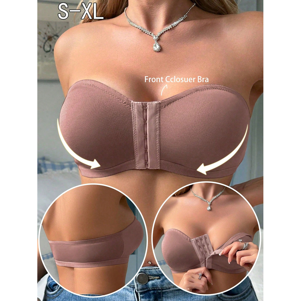 Nuevo estilo europeo y americano con diseño de múltiples botones en el pecho, top de tubo con botones delanteros, sin costuras y cómodo, fácil de usar