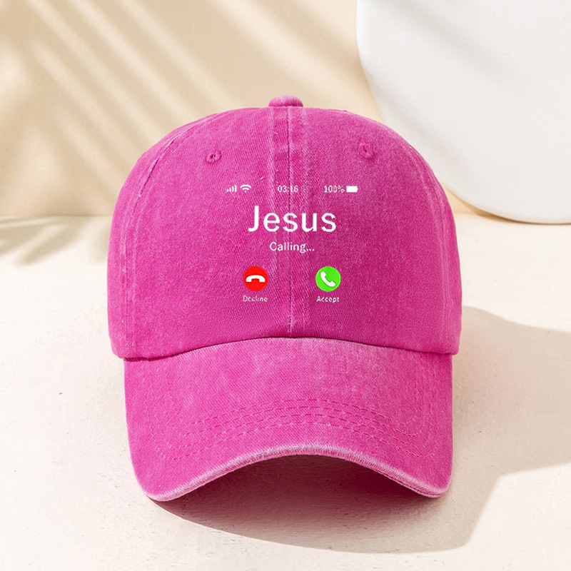 Impreso JESUS JESÚS Teléfono lavado gorra de béisbol-Rosa Roja