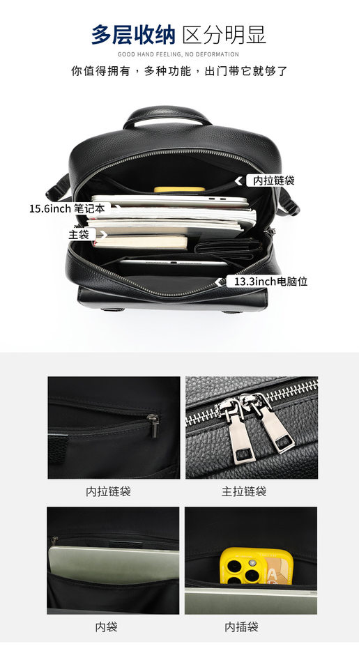 Ba lô nam da bò thật Marante 30×15×40 cm, túi đựng laptop 16 inch — Ba lô 332, Ba lô thường ngày 9008, 8486 Ba lô, Balo vân cá sấu 2283 chi tiết 49
