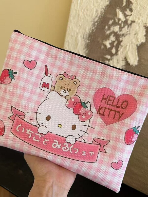 原创新款高颜值卡通HelloKitty猫女生可爱手拿包大容量精致化妆包|undefined