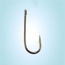 散装管付长柄钩海钓有倒刺钩镀镍带孔直柄钓钩子垂钓渔具配件批发