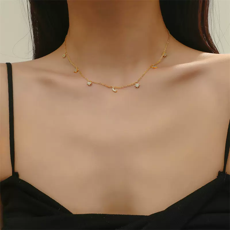 FEEHOW 速卖通款ins风春夏新品 百搭女生星月锁骨链